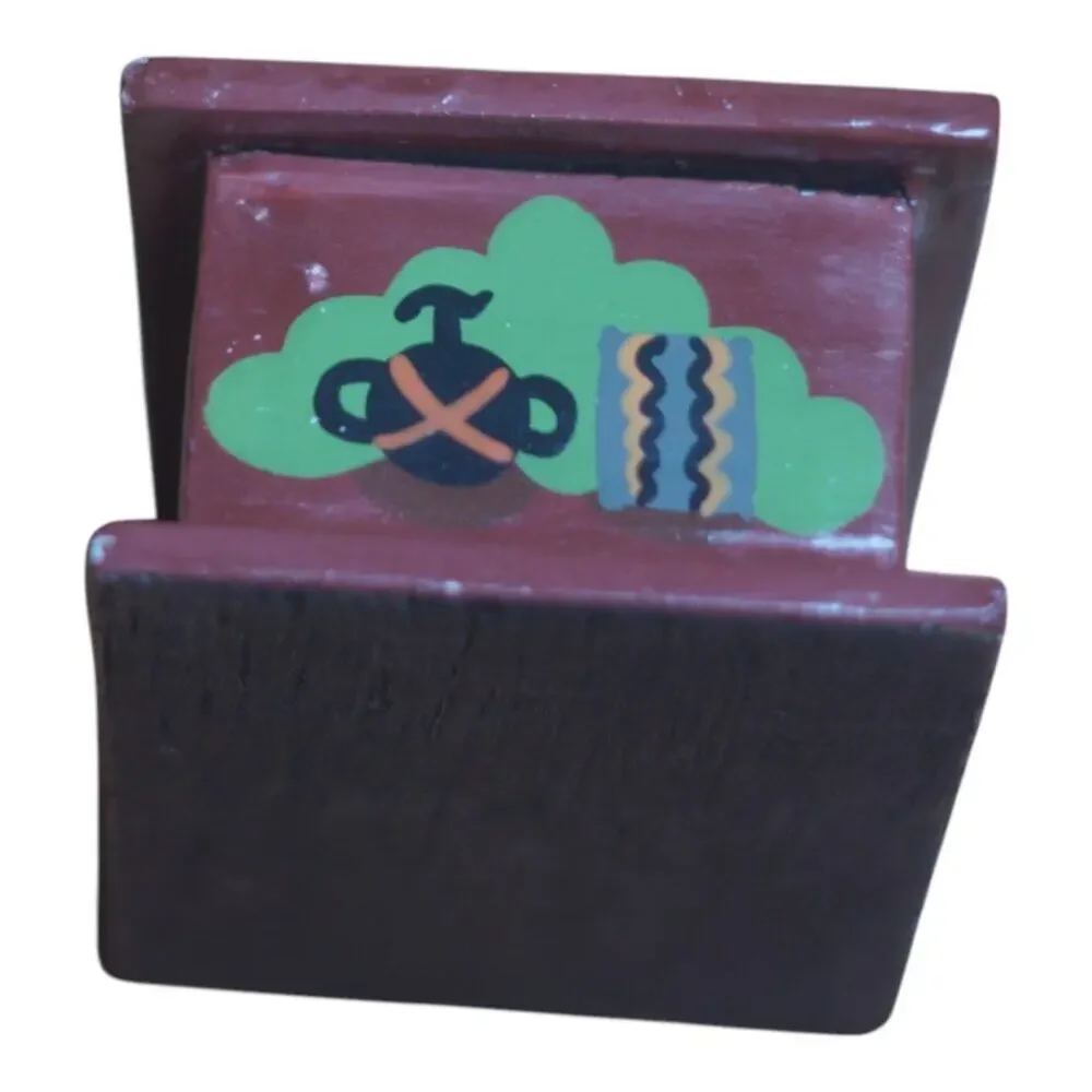 Handpainted Wooden Trinket Box | Folk Art | Marked Peru Folk Art Collectible
